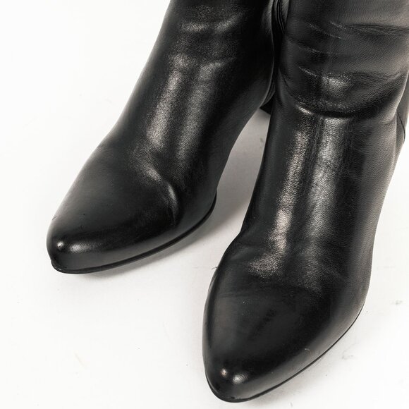 Prada Black Leather Almond-Toe Ankle Boots - Picture 6 of 10